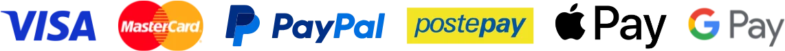 Visa, Mastercard, PayPal, Postepay, Apple Pay, Google Pay